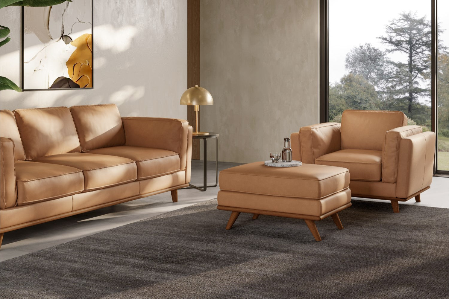 Pouf en cuir artisanal