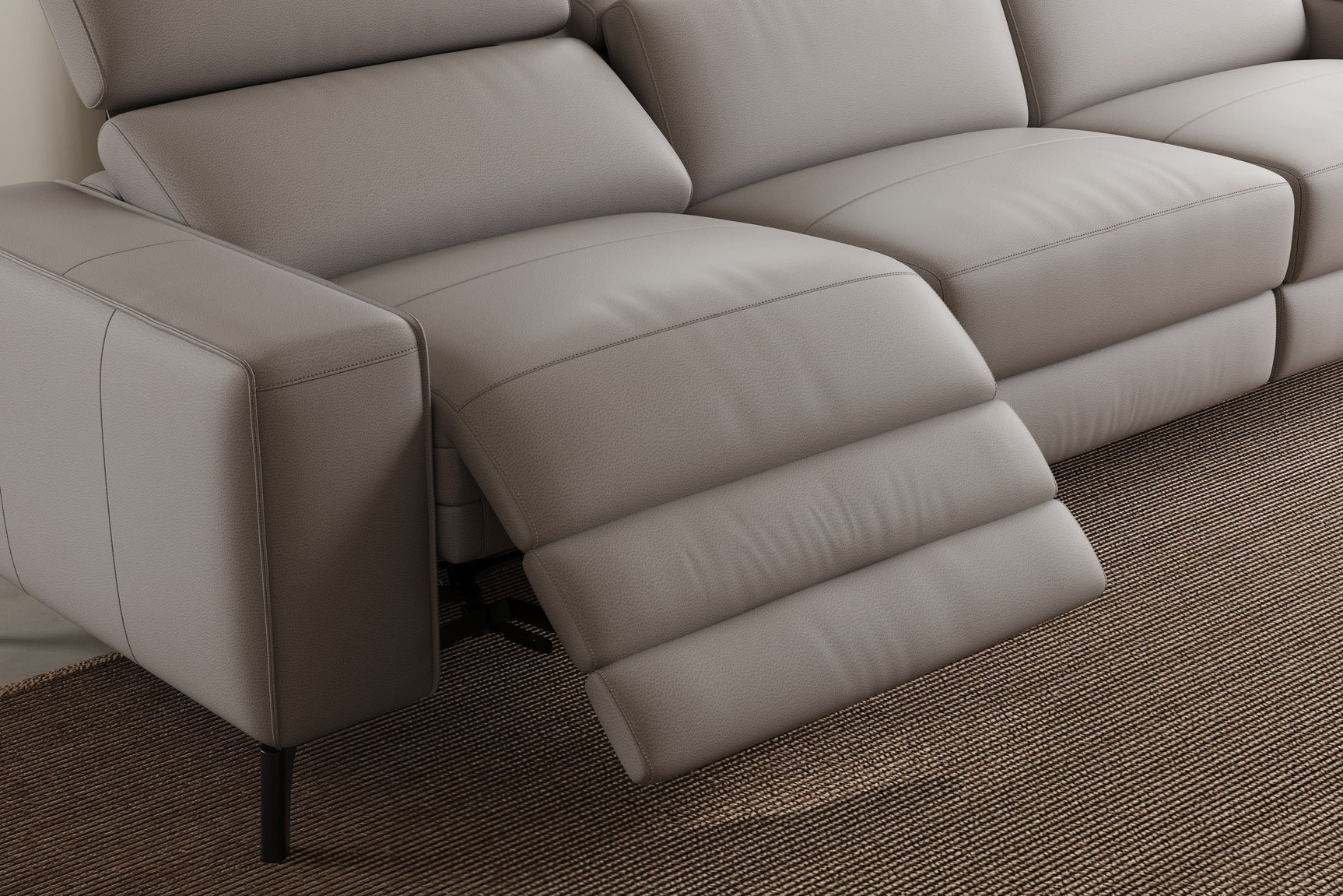 Canapé d'angle inclinable sectionnel en cuir Esther