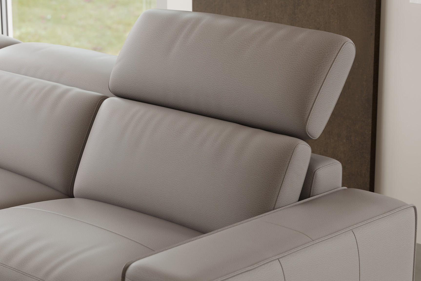 Canapé d'angle inclinable sectionnel en cuir Esther