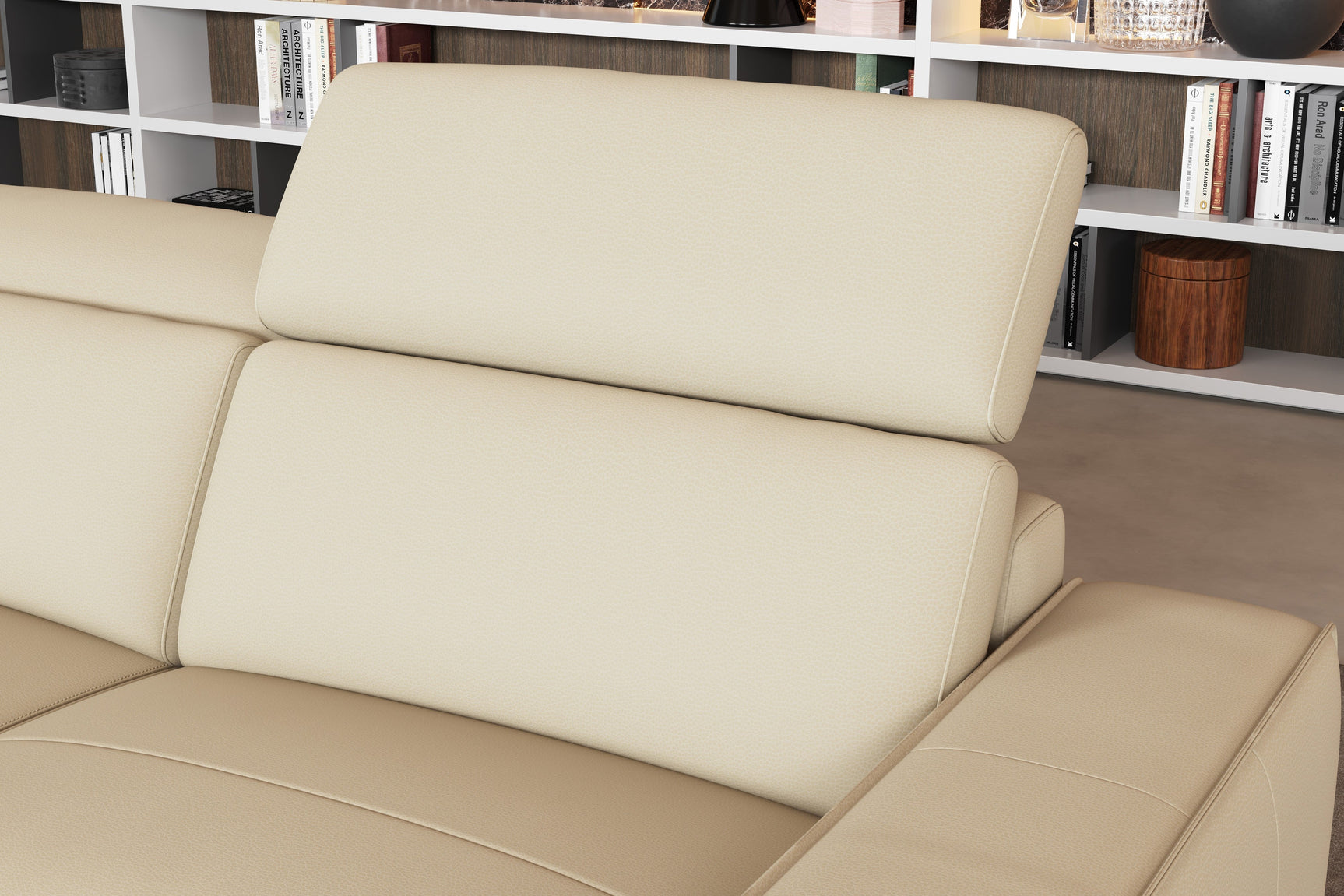 Canapé d'angle inclinable sectionnel en cuir Esther