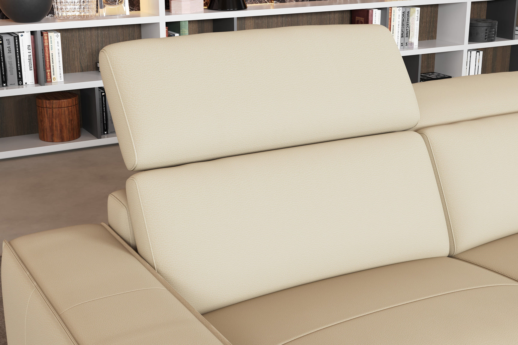 Canapé d'angle inclinable sectionnel en cuir Esther