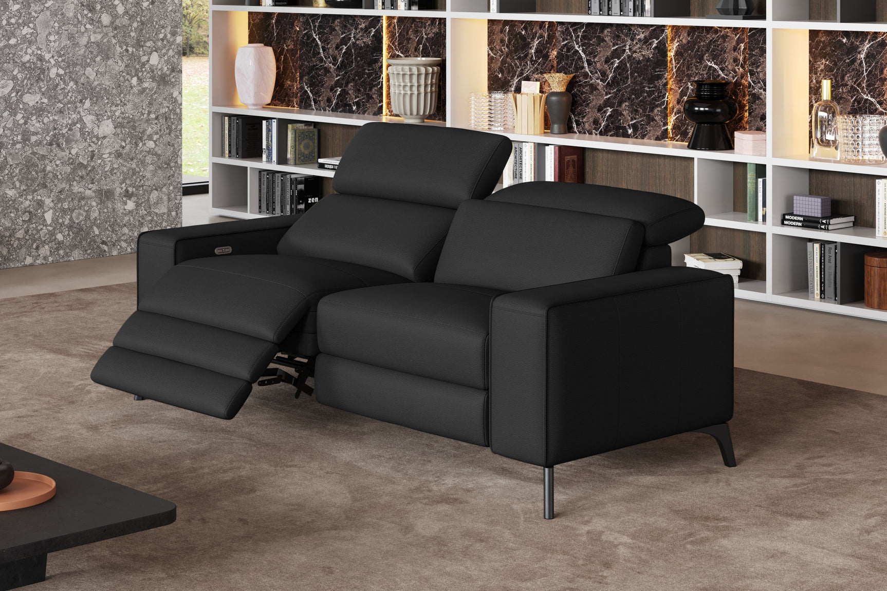 Canapé inclinable double en cuir Esther