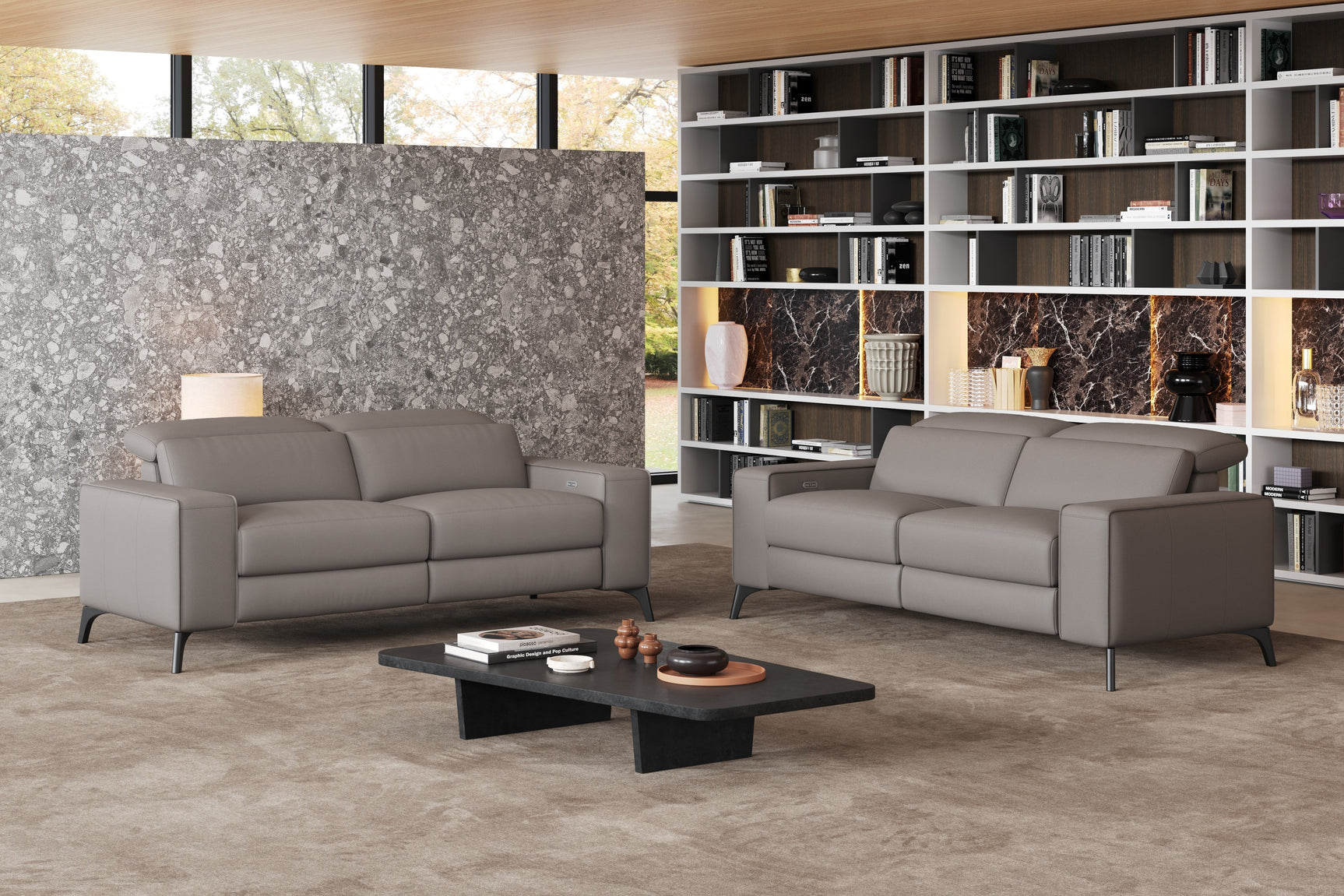 Canapé inclinable double en cuir Esther