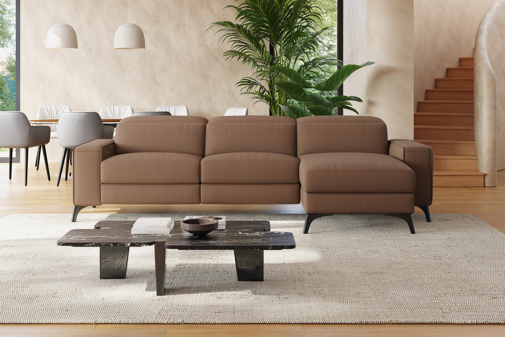 Esther Leather Recliner Sectional Sofa