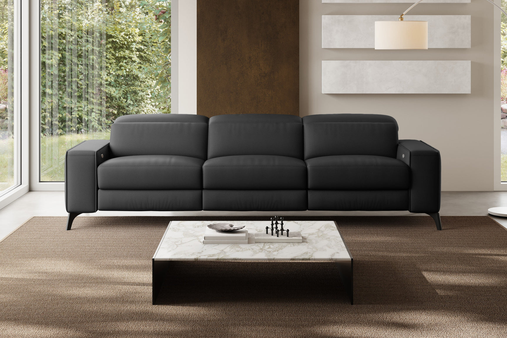 Canapé inclinable double en cuir Esther