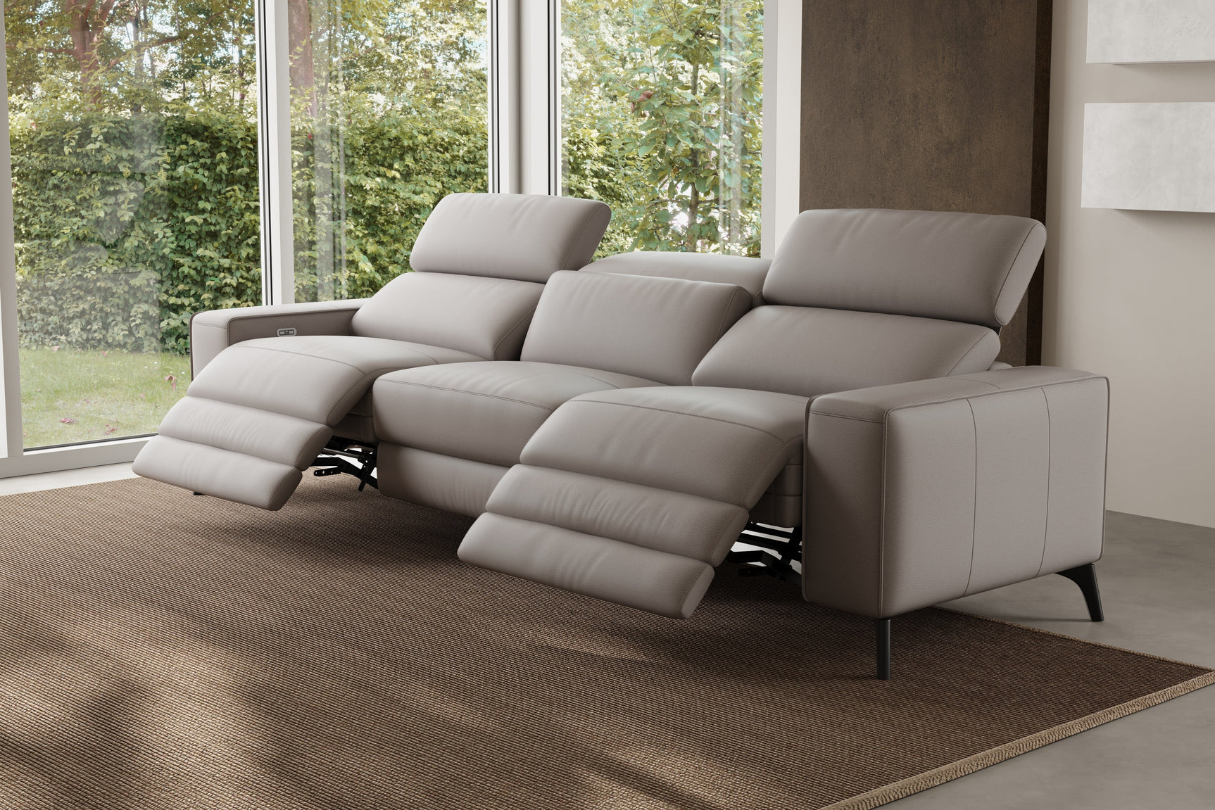 Canapé inclinable double en cuir Esther