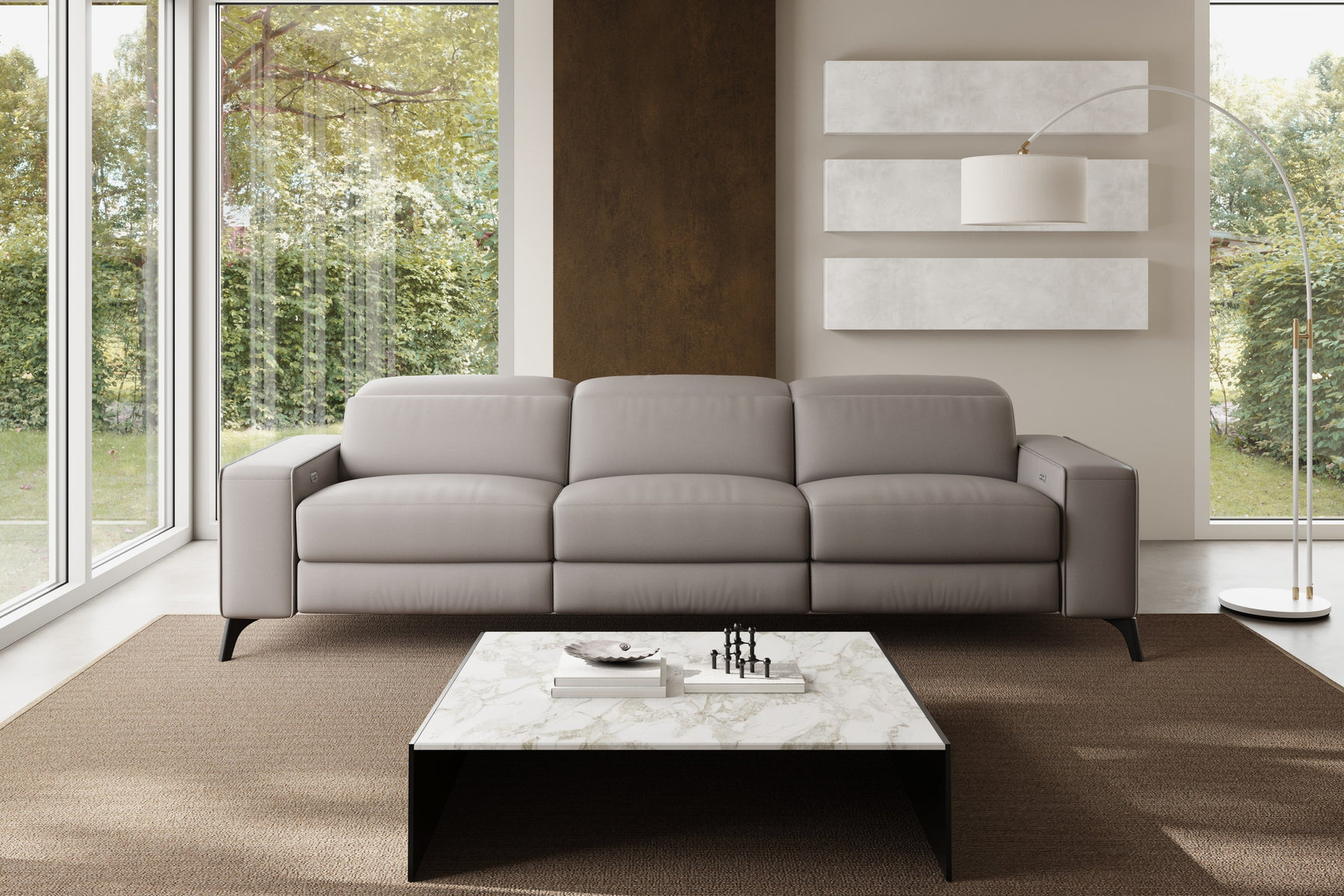 Canapé inclinable double en cuir Esther