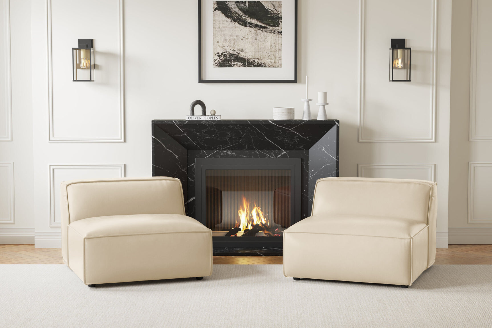 Module de canapé sans accoudoirs en cuir Nathan