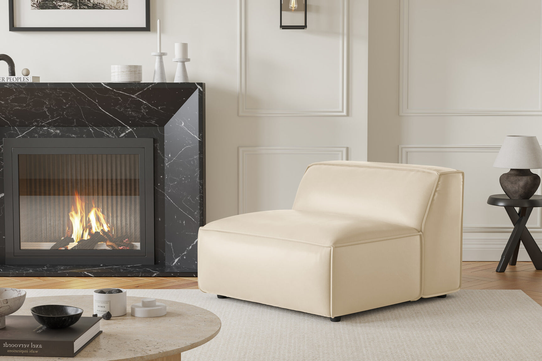 Module de canapé sans accoudoirs en cuir Nathan