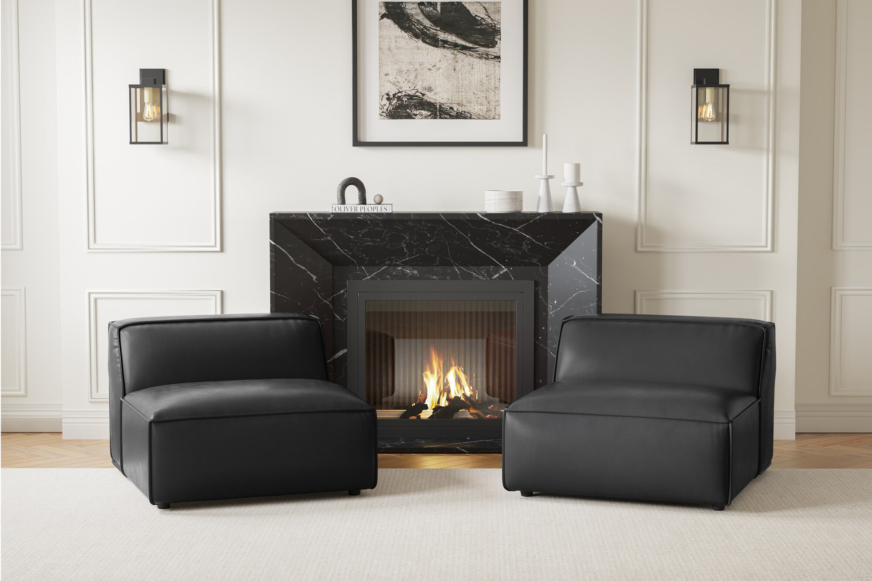 Module de canapé sans accoudoirs en cuir Nathan