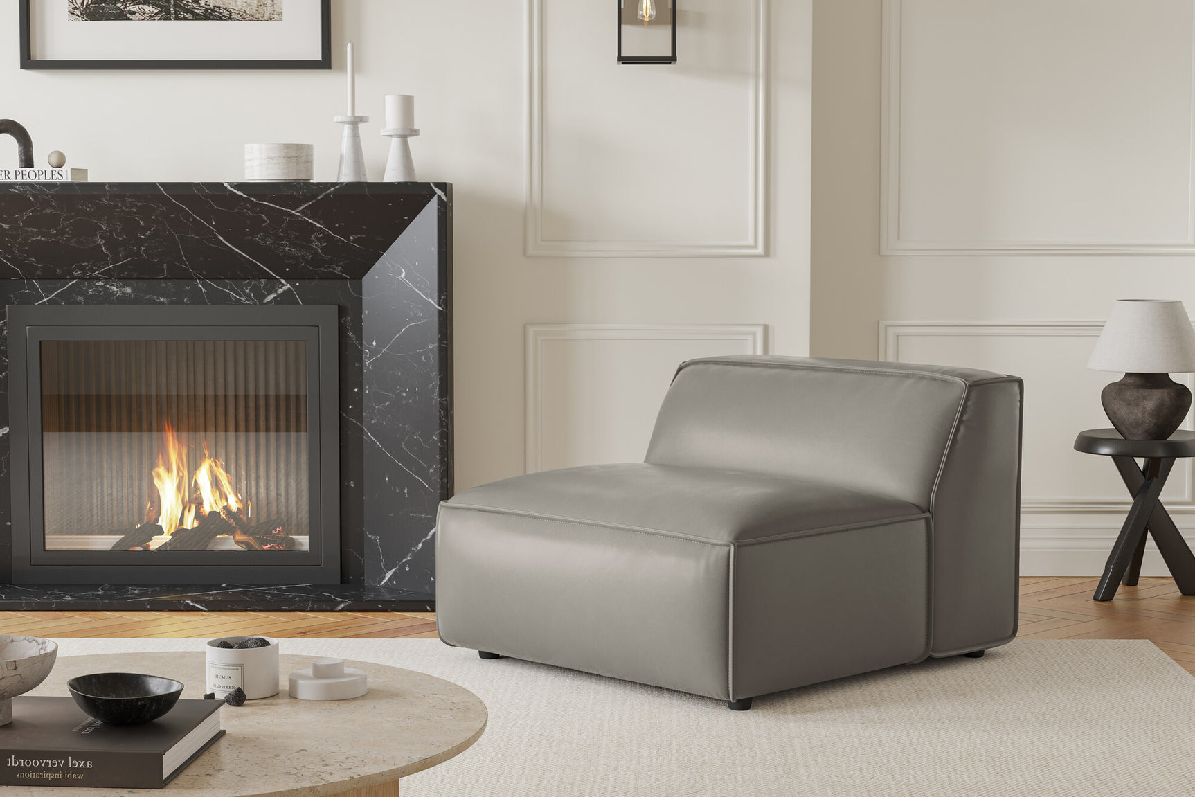 Module de canapé sans accoudoirs en cuir Nathan