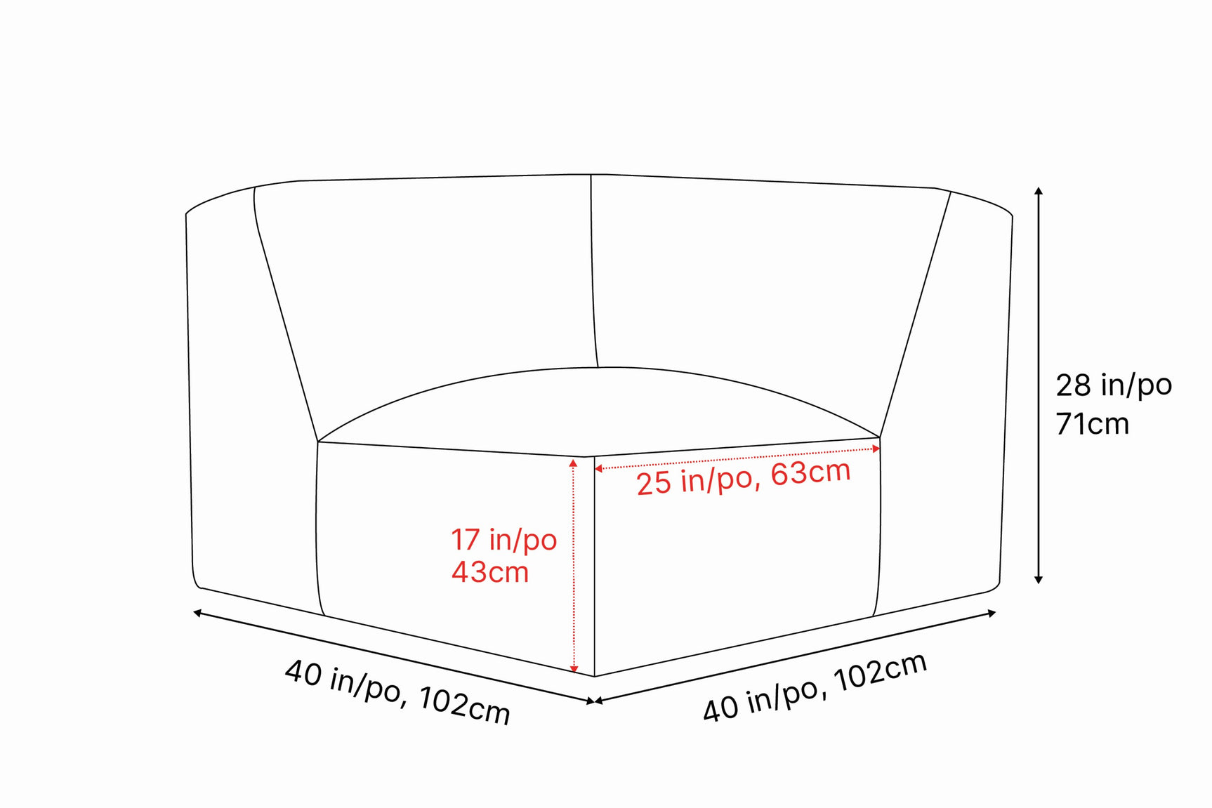 Module de canapé d'angle en cuir Nathan