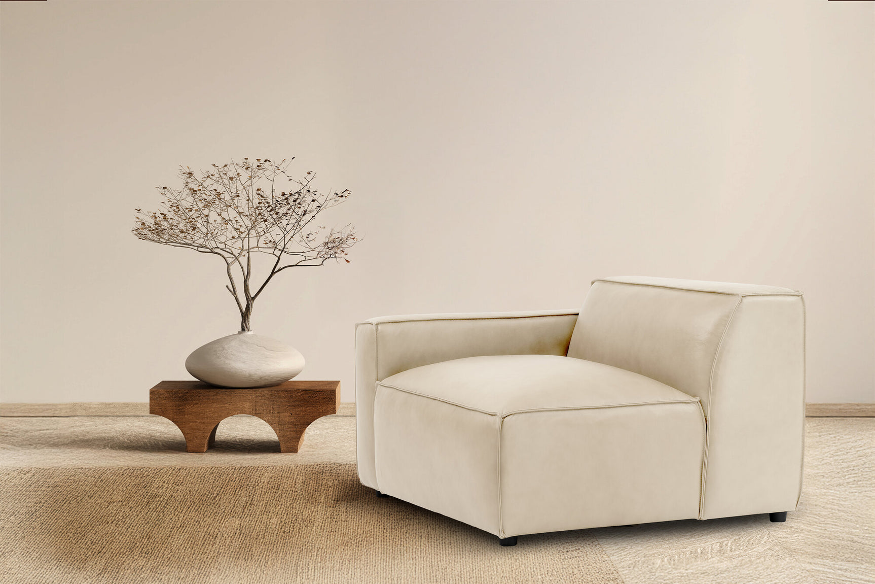 Module de canapé Nathan en cuir avec accoudoir gauche