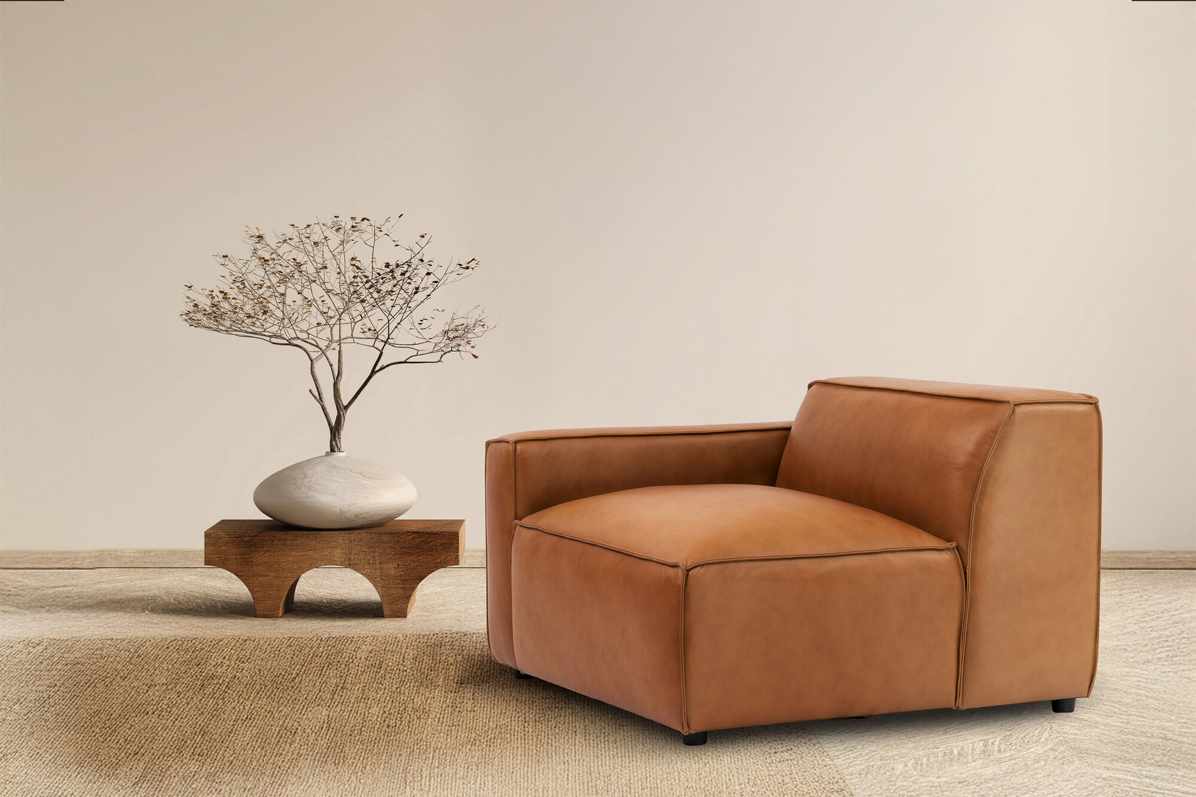 Module de canapé Nathan en cuir avec accoudoir gauche