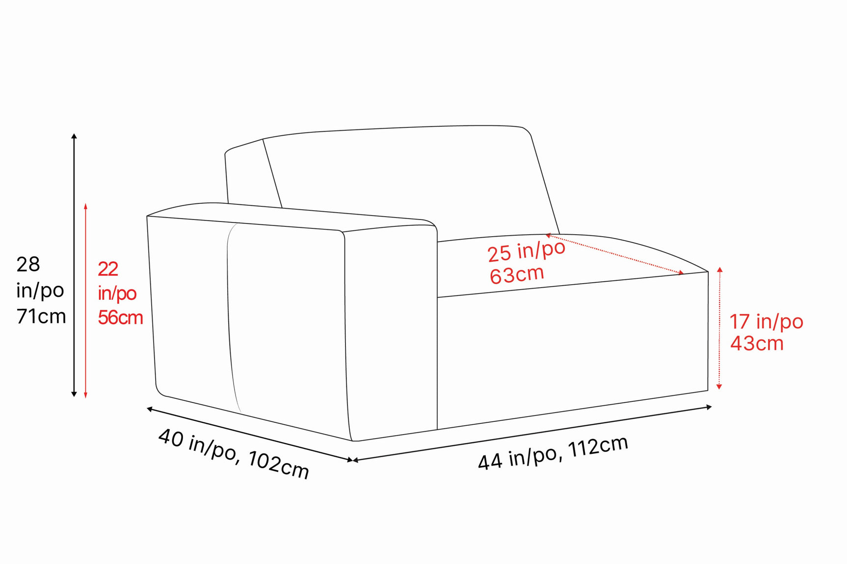 Module de canapé Nathan en cuir avec accoudoir gauche