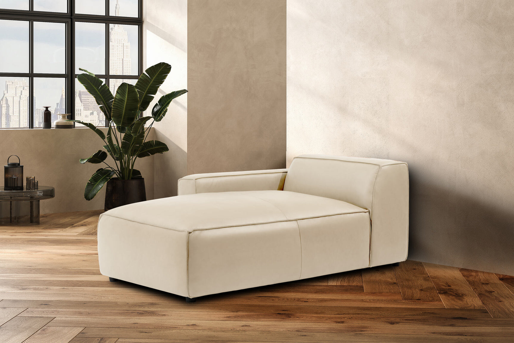 Module de canapé méridienne gauche en cuir Nathan