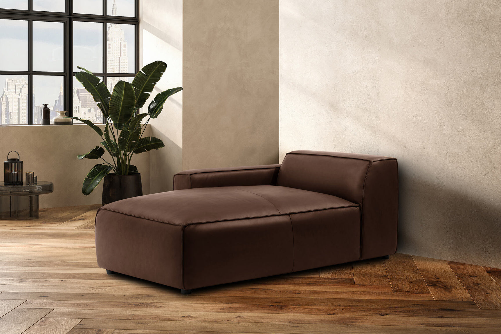 Module de canapé méridienne gauche en cuir Nathan