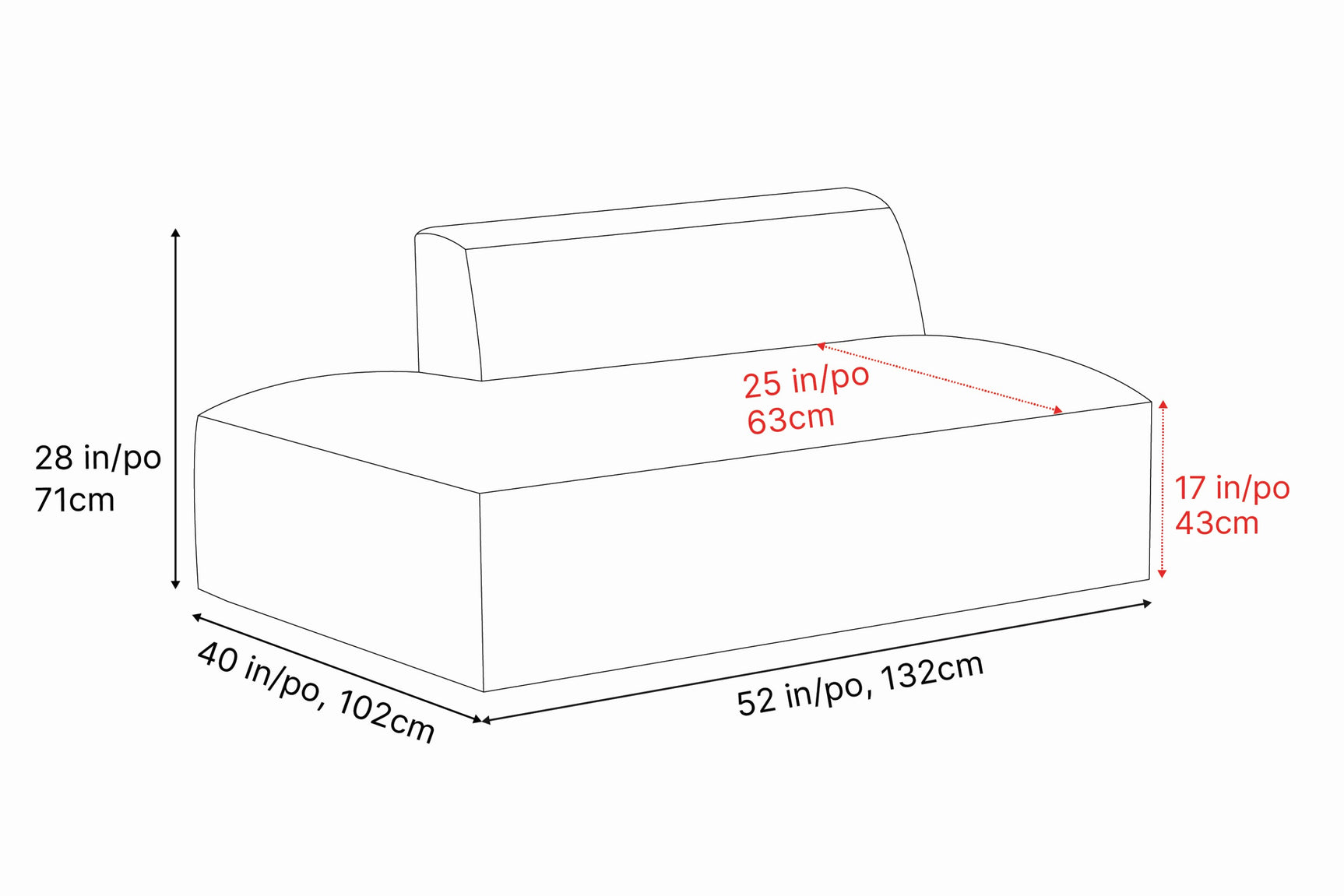 Module de canapé gauche en cuir Nathan