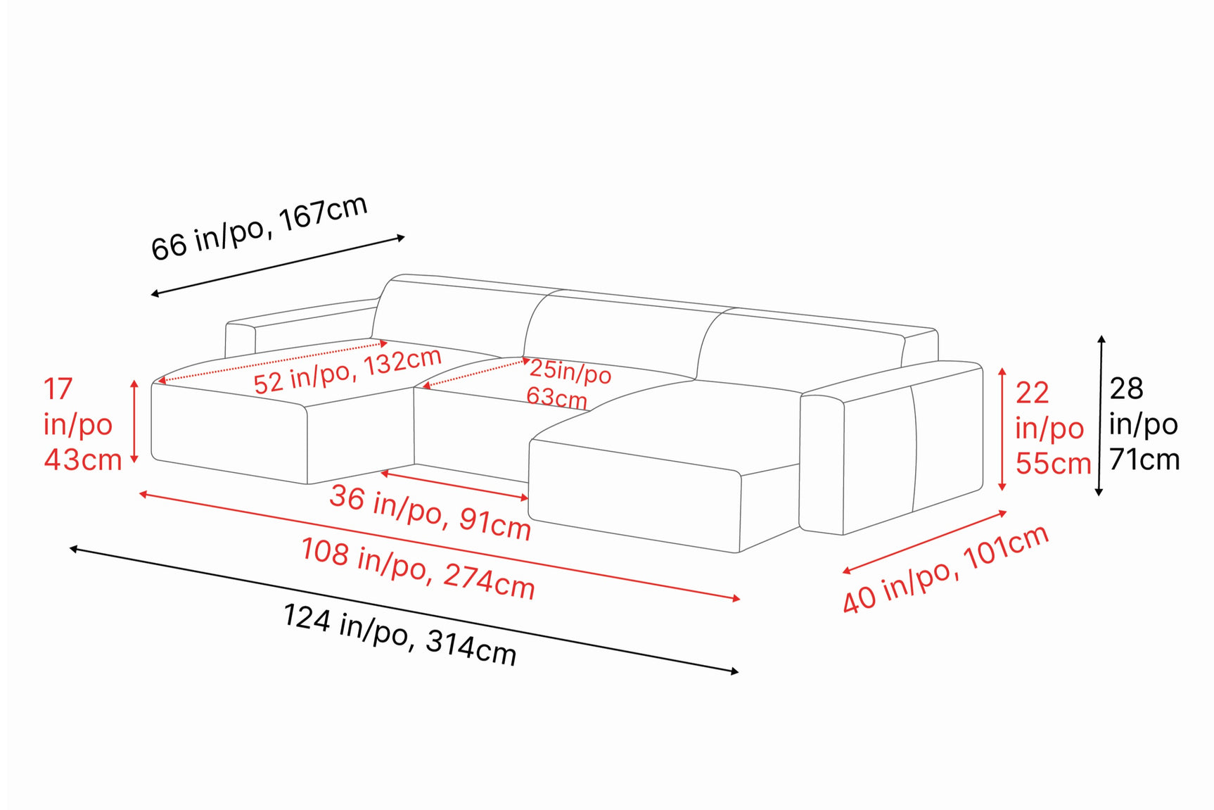 Sofá modular seccional de cuero Nathan