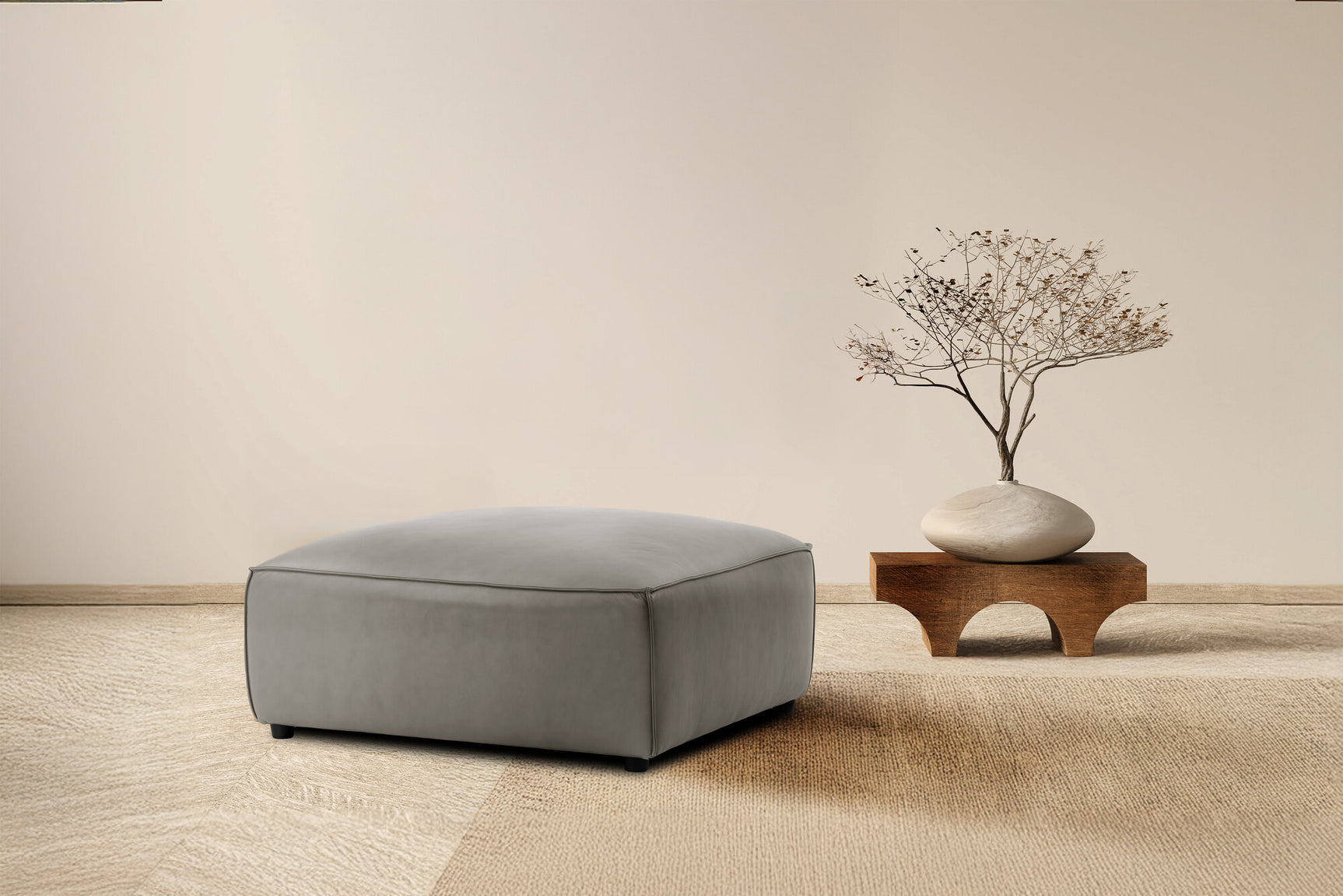 Nathan Leather Ottoman