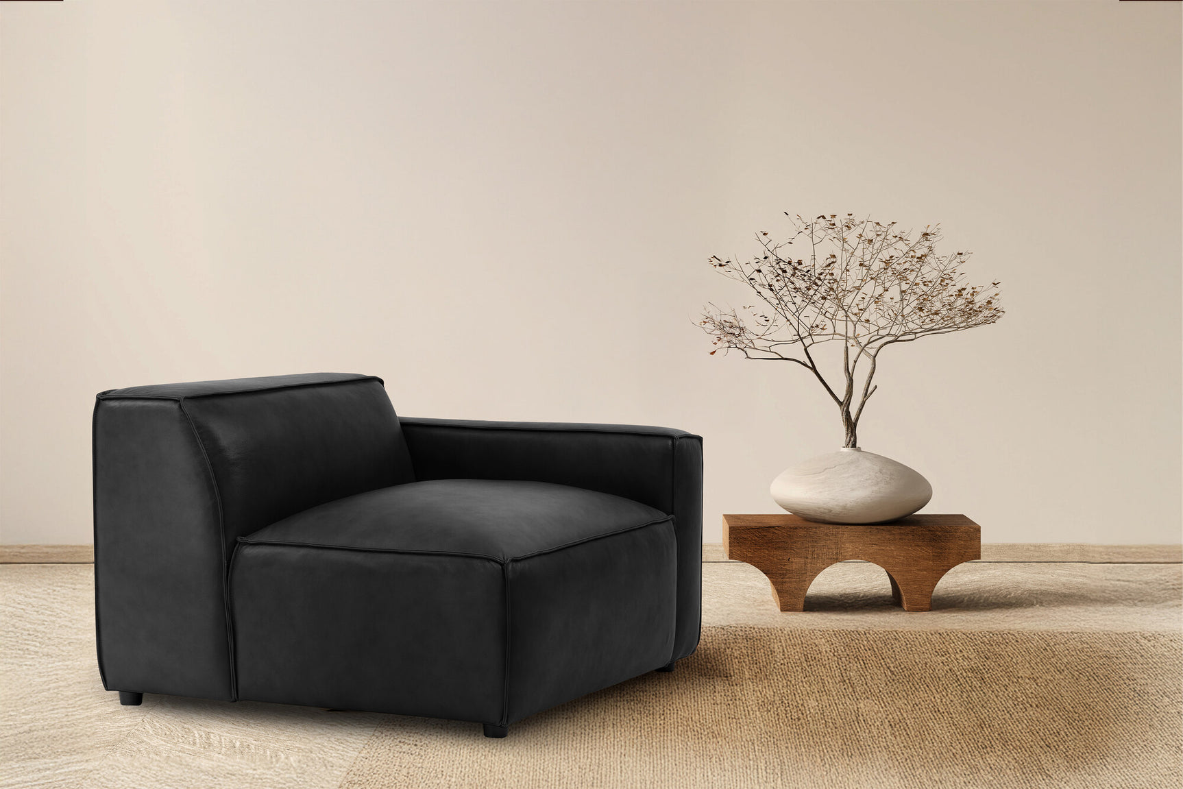 Module de canapé Nathan en cuir avec accoudoir droit