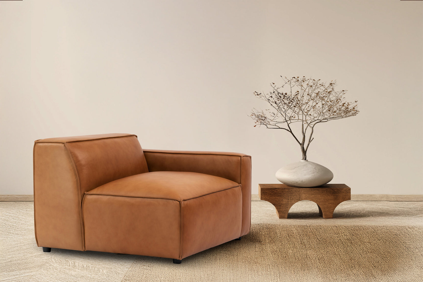 Module de canapé Nathan en cuir avec accoudoir droit