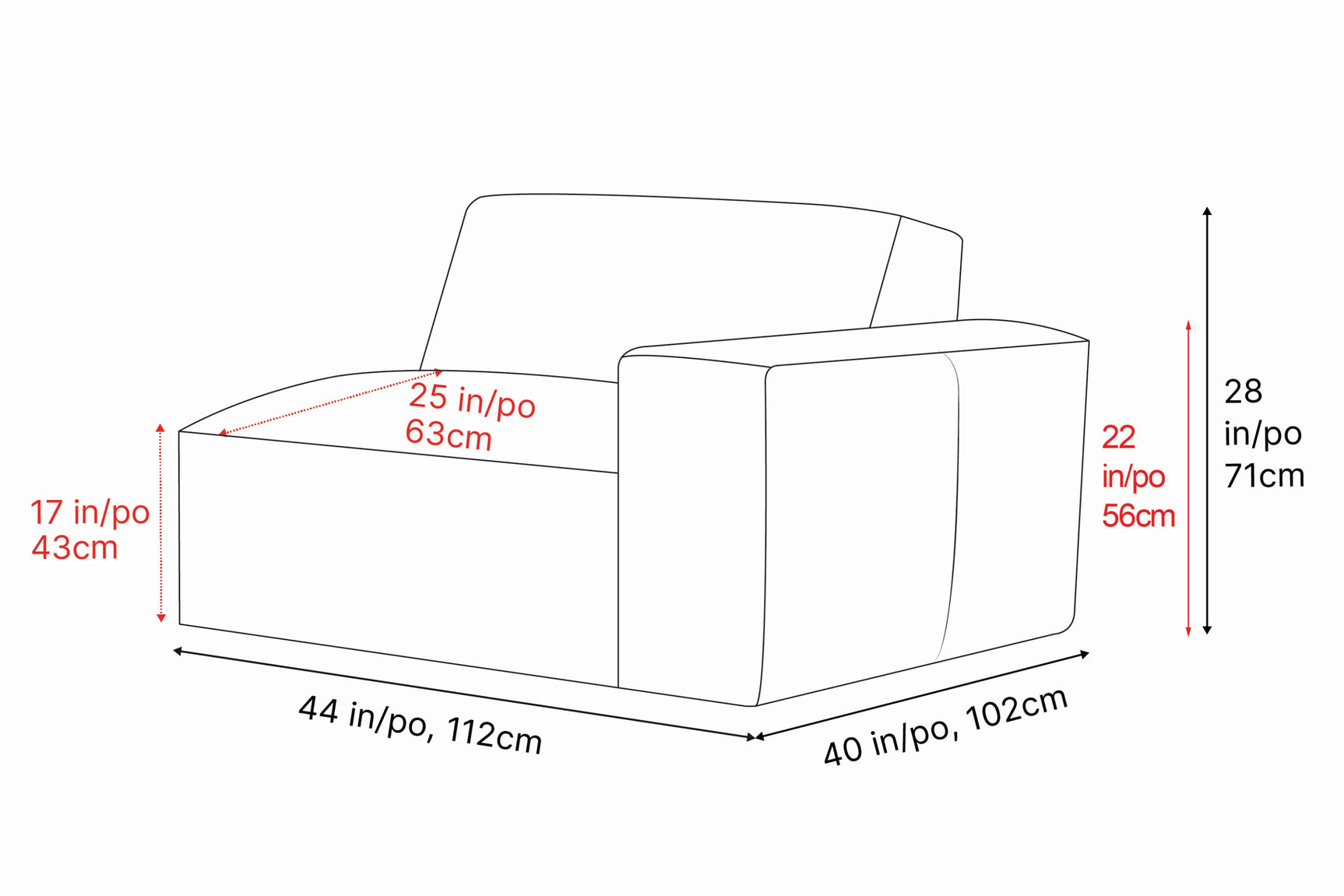 Module de canapé Nathan en cuir avec accoudoir droit