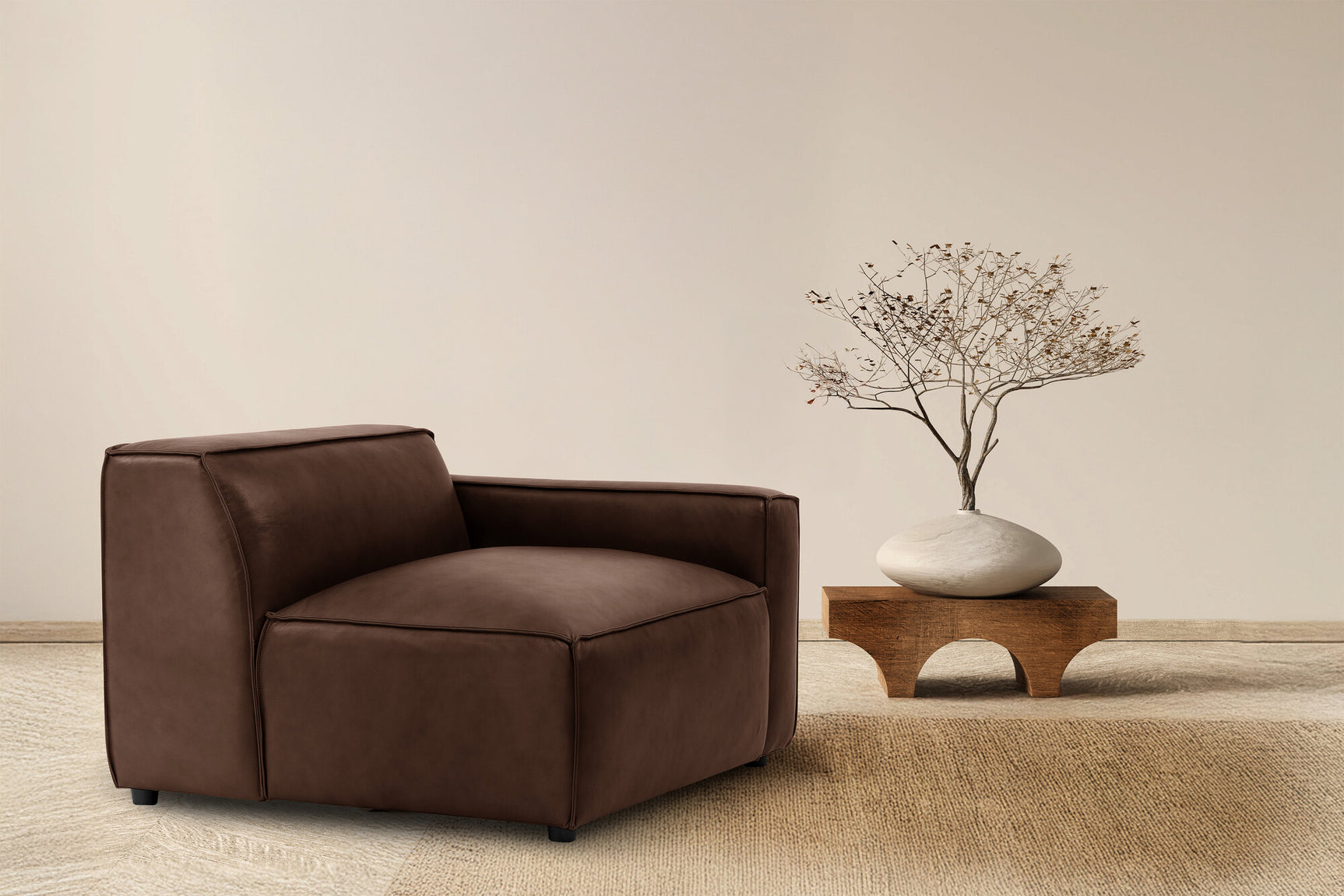 Module de canapé Nathan en cuir avec accoudoir droit