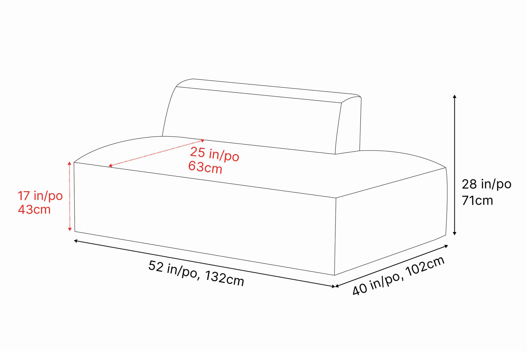 Module de canapé droit en cuir Nathan