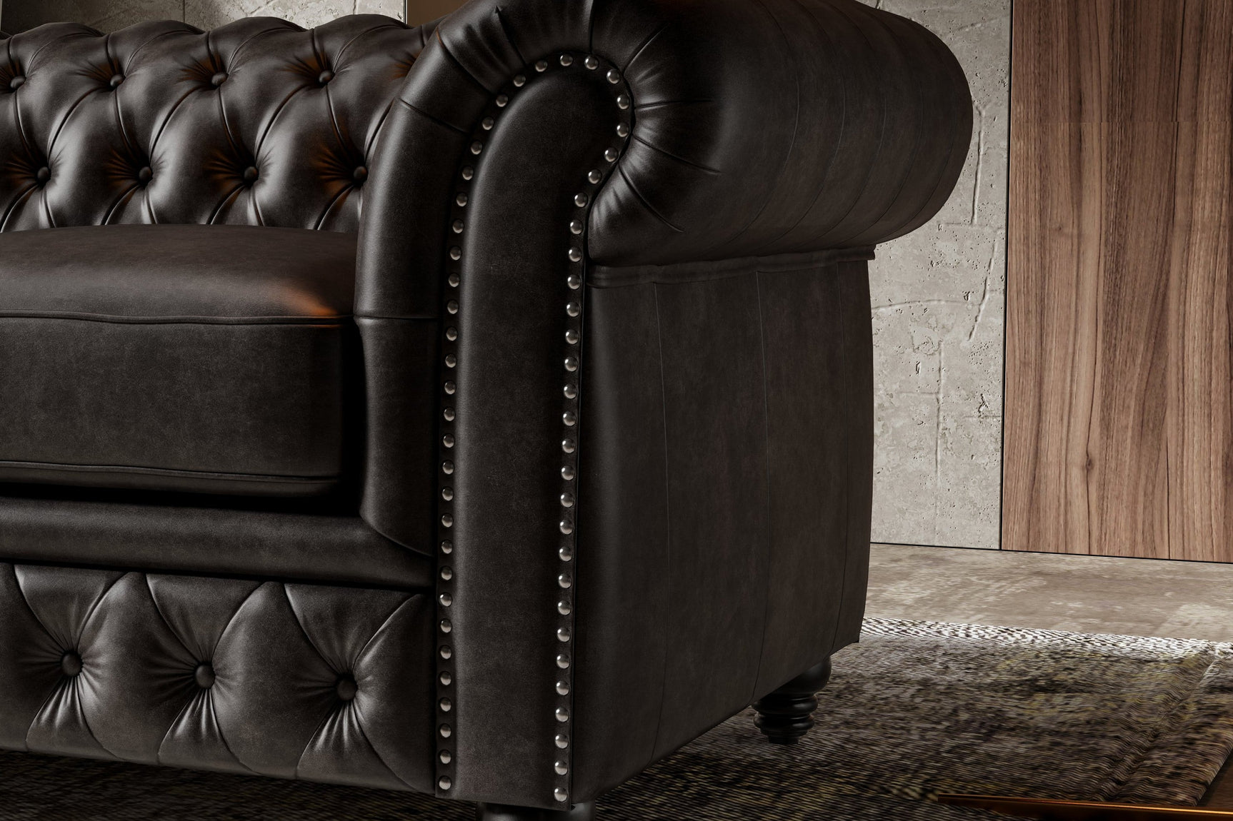 Fauteuil d'appoint Chesterfield en cuir Parme