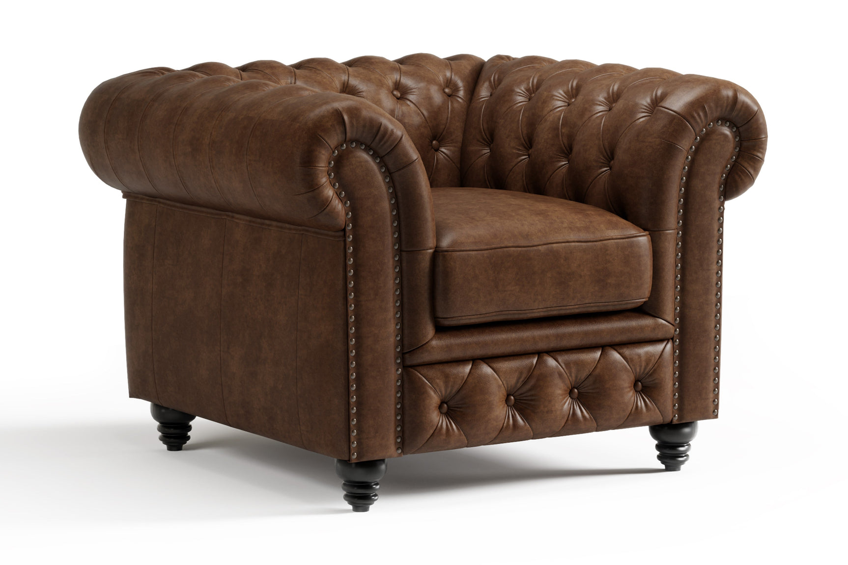 Fauteuil d'appoint Chesterfield en cuir Parme