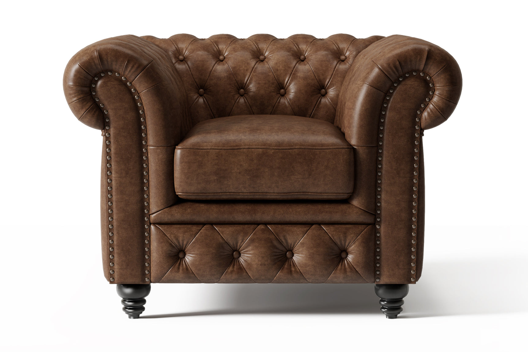 Fauteuil d'appoint Chesterfield en cuir Parme