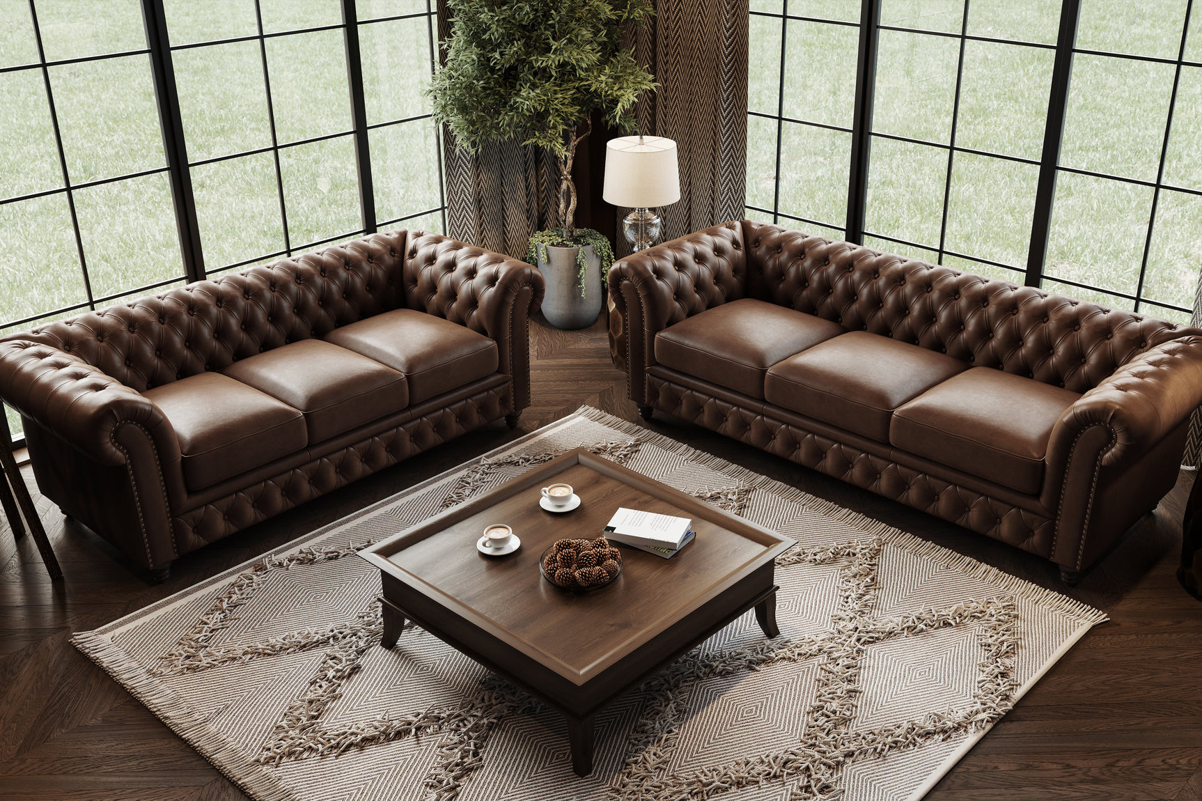 Sofá Chesterfield de cuero Parma