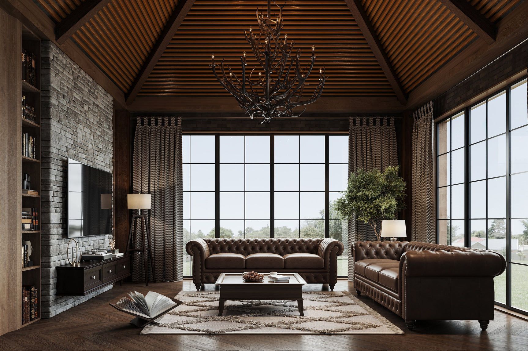 Sofá Chesterfield de cuero Parma