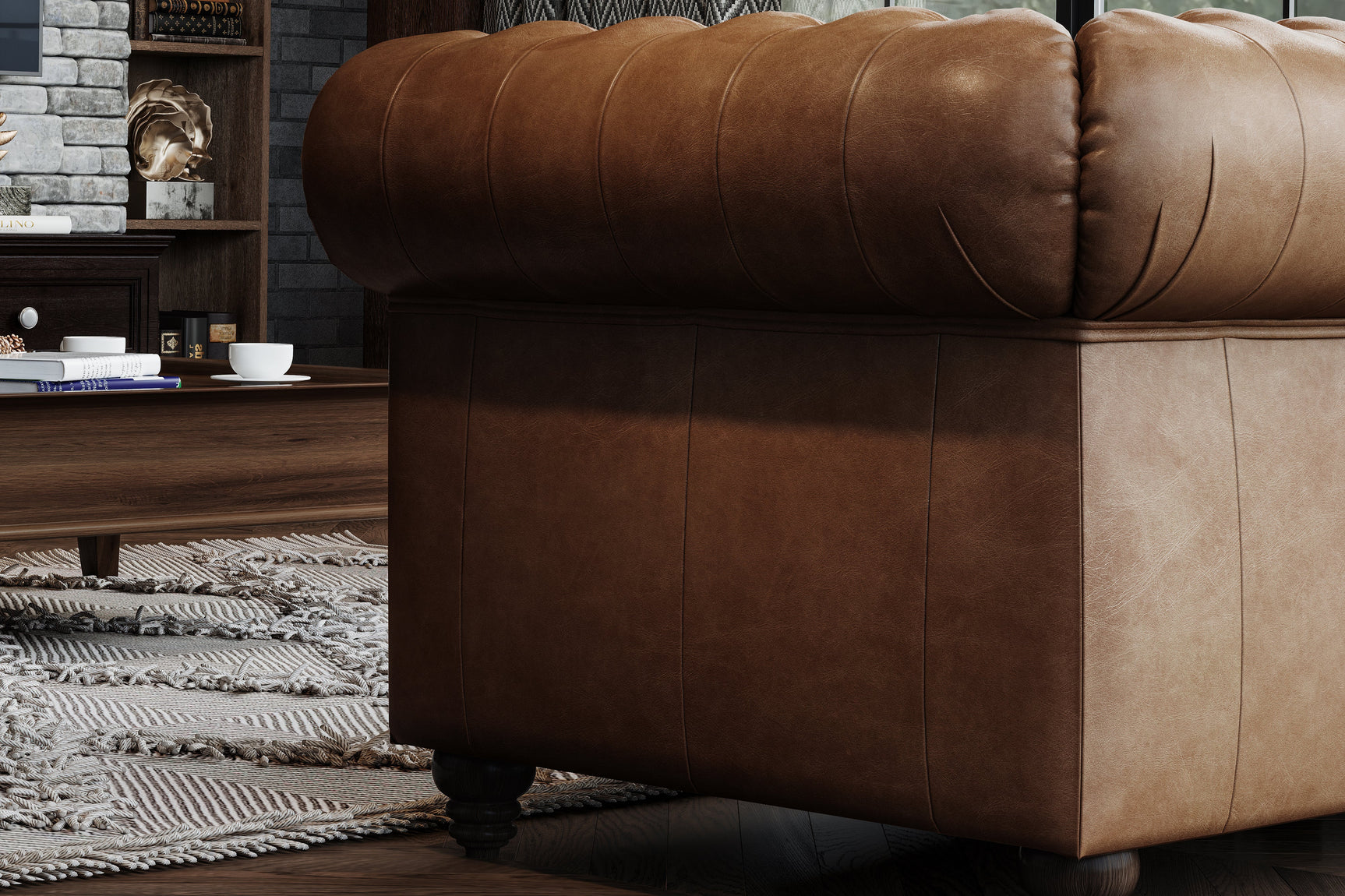 Sofá Chesterfield de cuero Parma