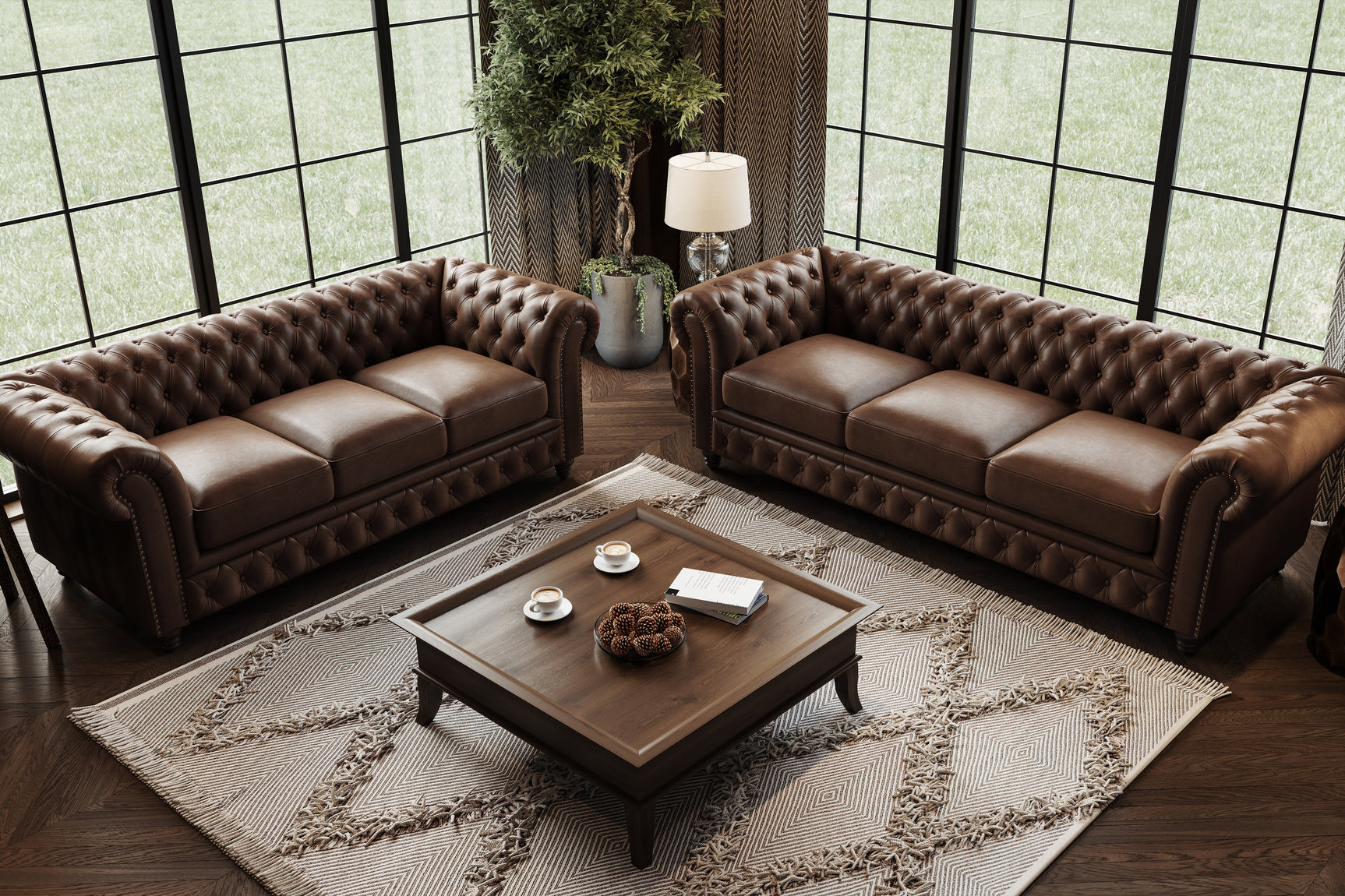 Sofá Chesterfield de cuero Parma