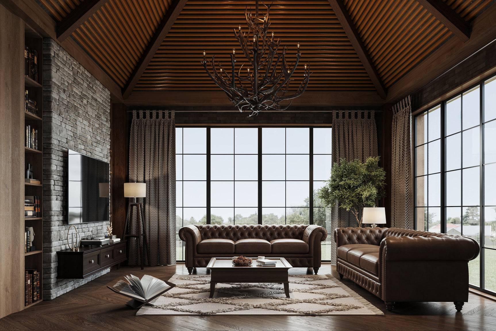 Sofá Chesterfield de cuero Parma