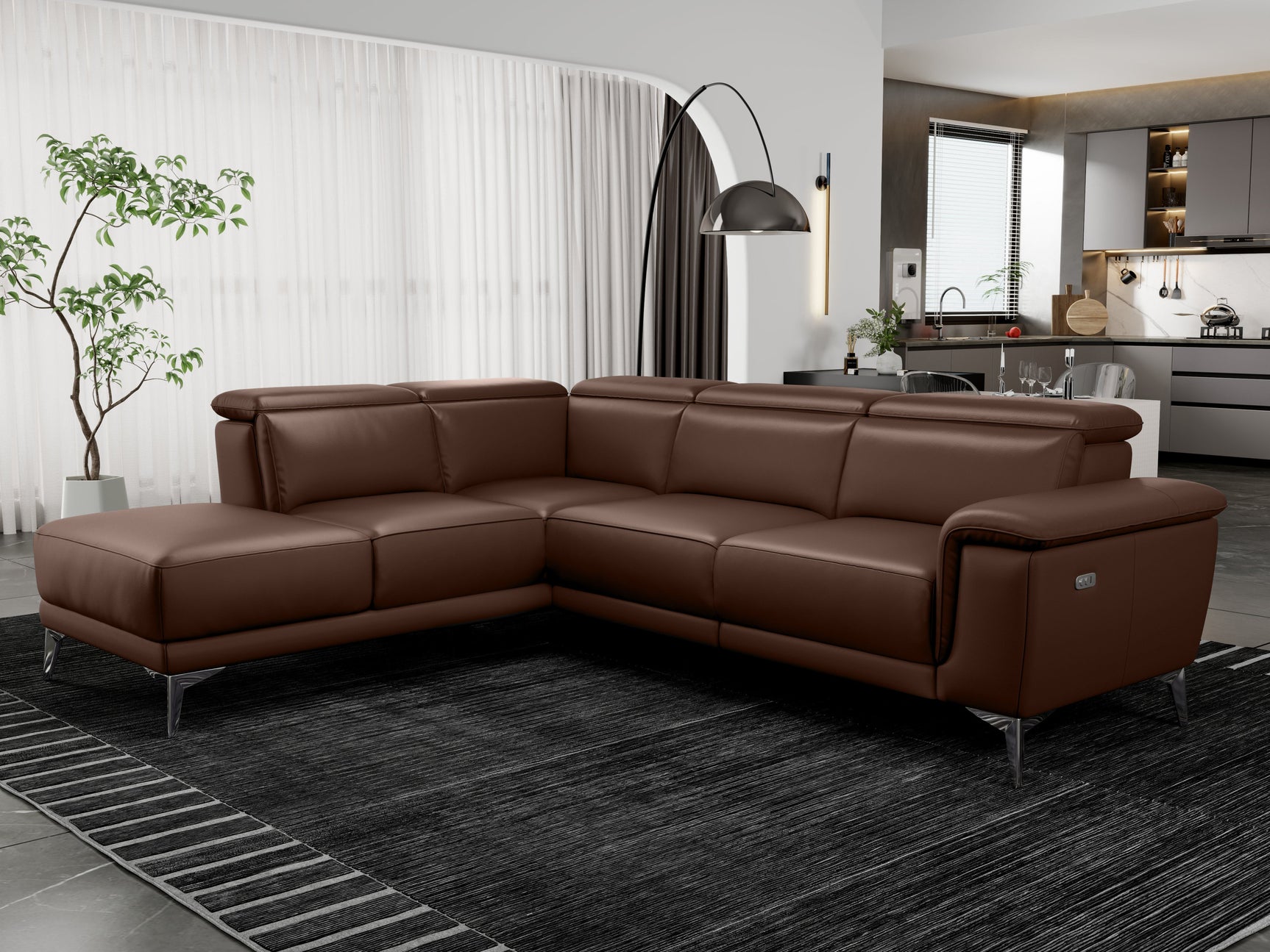 Pista Leather Reclining Sectional Sofa