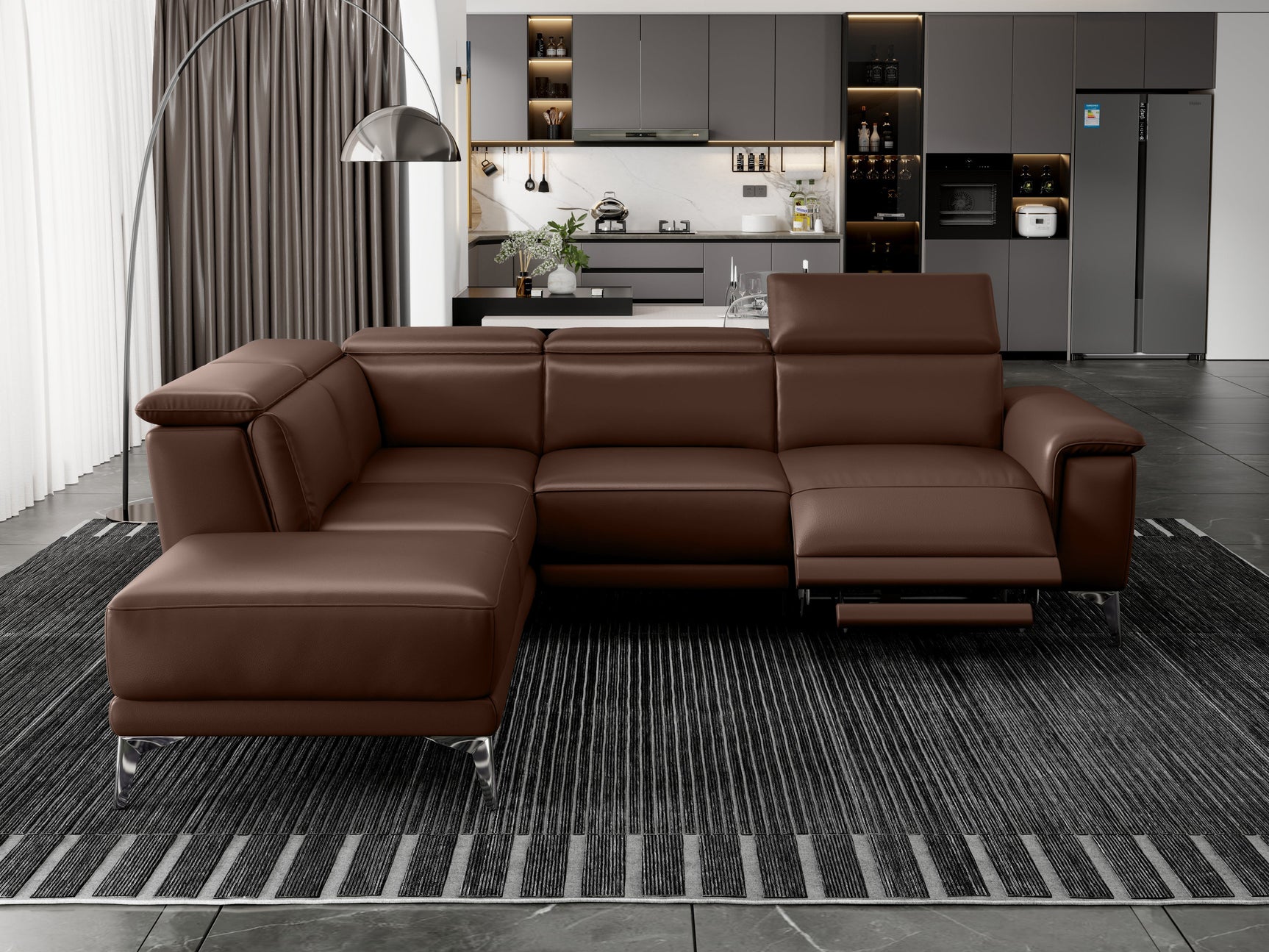 Pista Leather Reclining Sectional Sofa