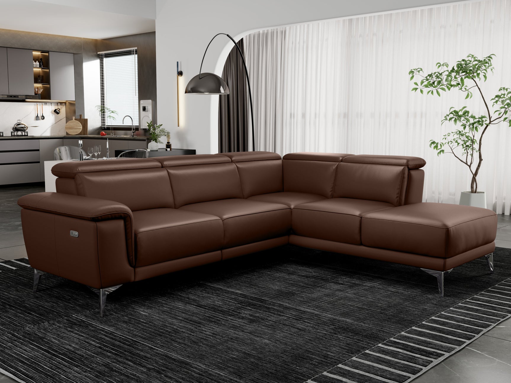 Pista Leather Reclining Sectional Sofa