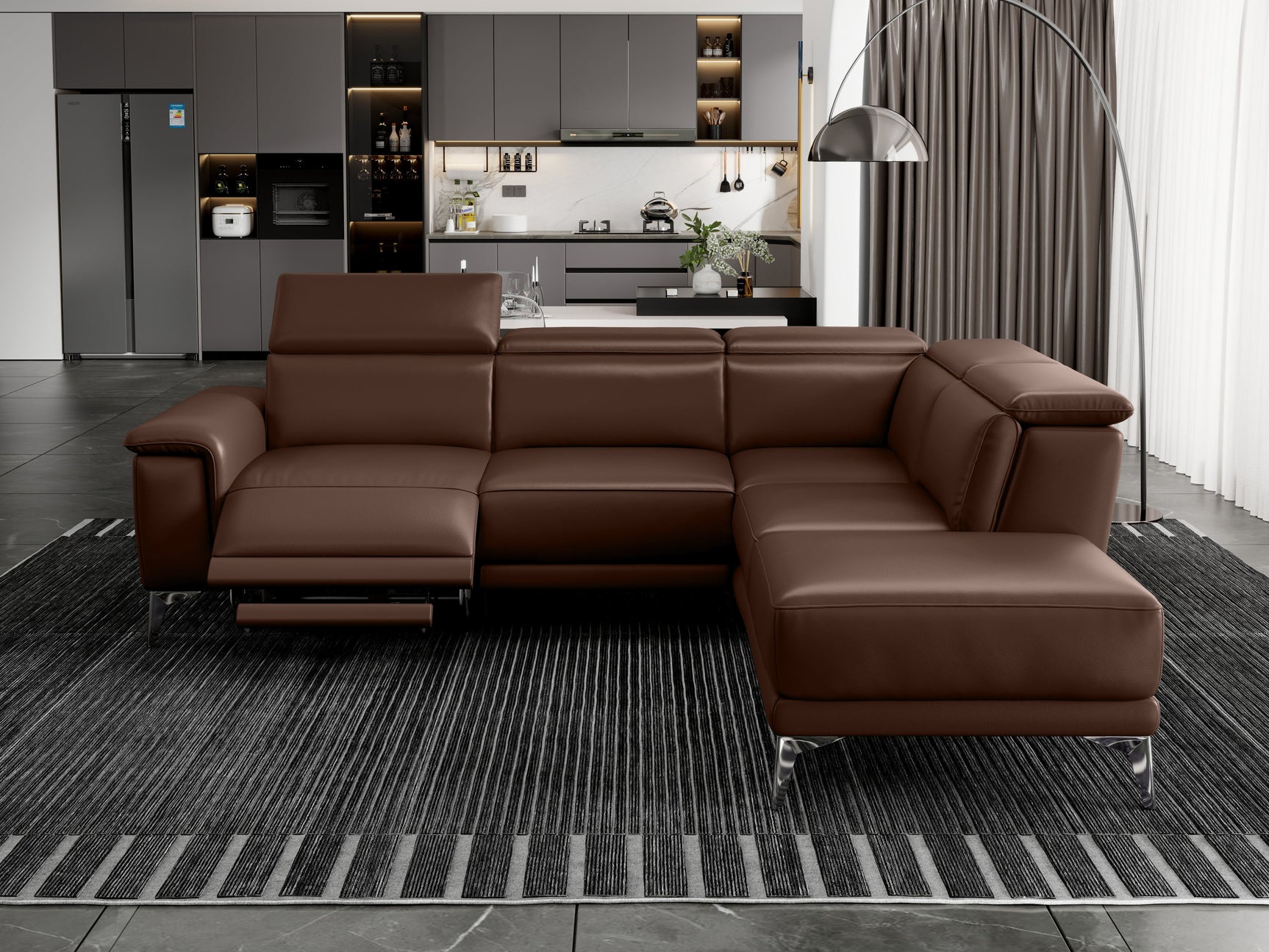 Pista Leather Reclining Sectional Sofa