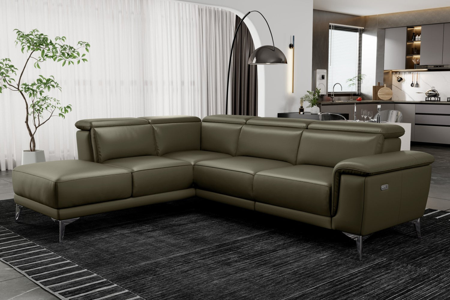 Pista Leather Reclining Sectional Sofa