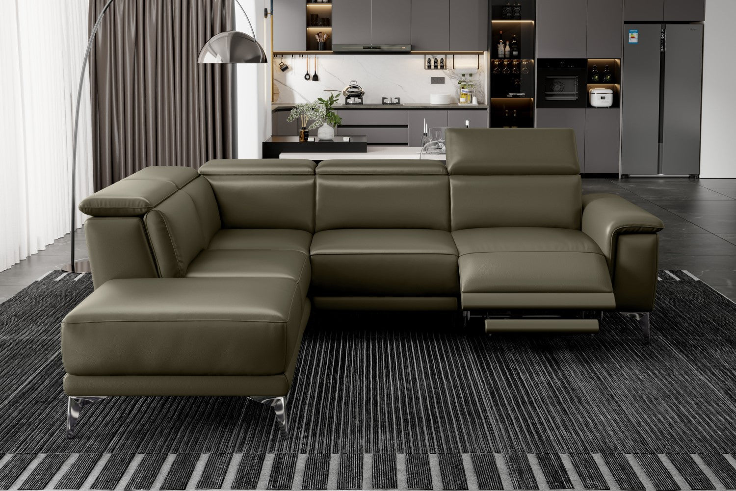 Pista Leather Reclining Sectional Sofa