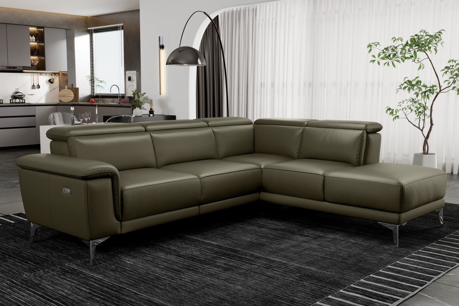 Pista Leather Reclining Sectional Sofa
