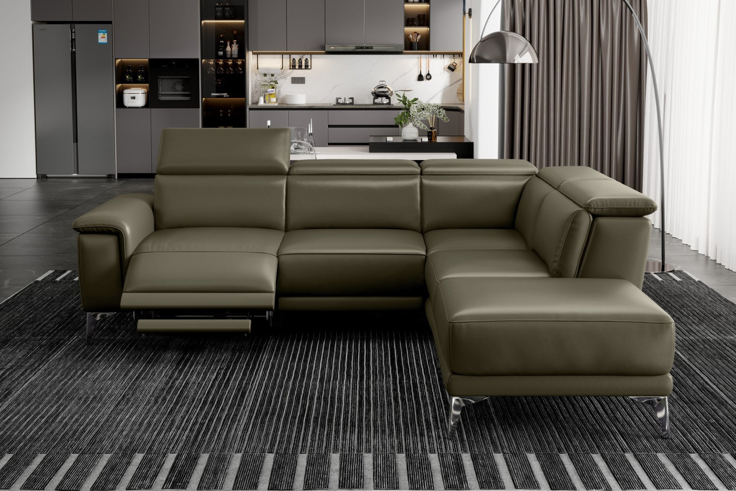 Pista Leather Reclining Sectional Sofa