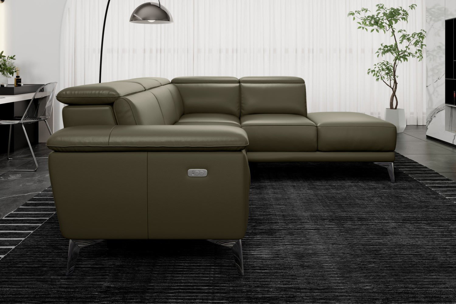 Pista Leather Reclining Sectional Sofa