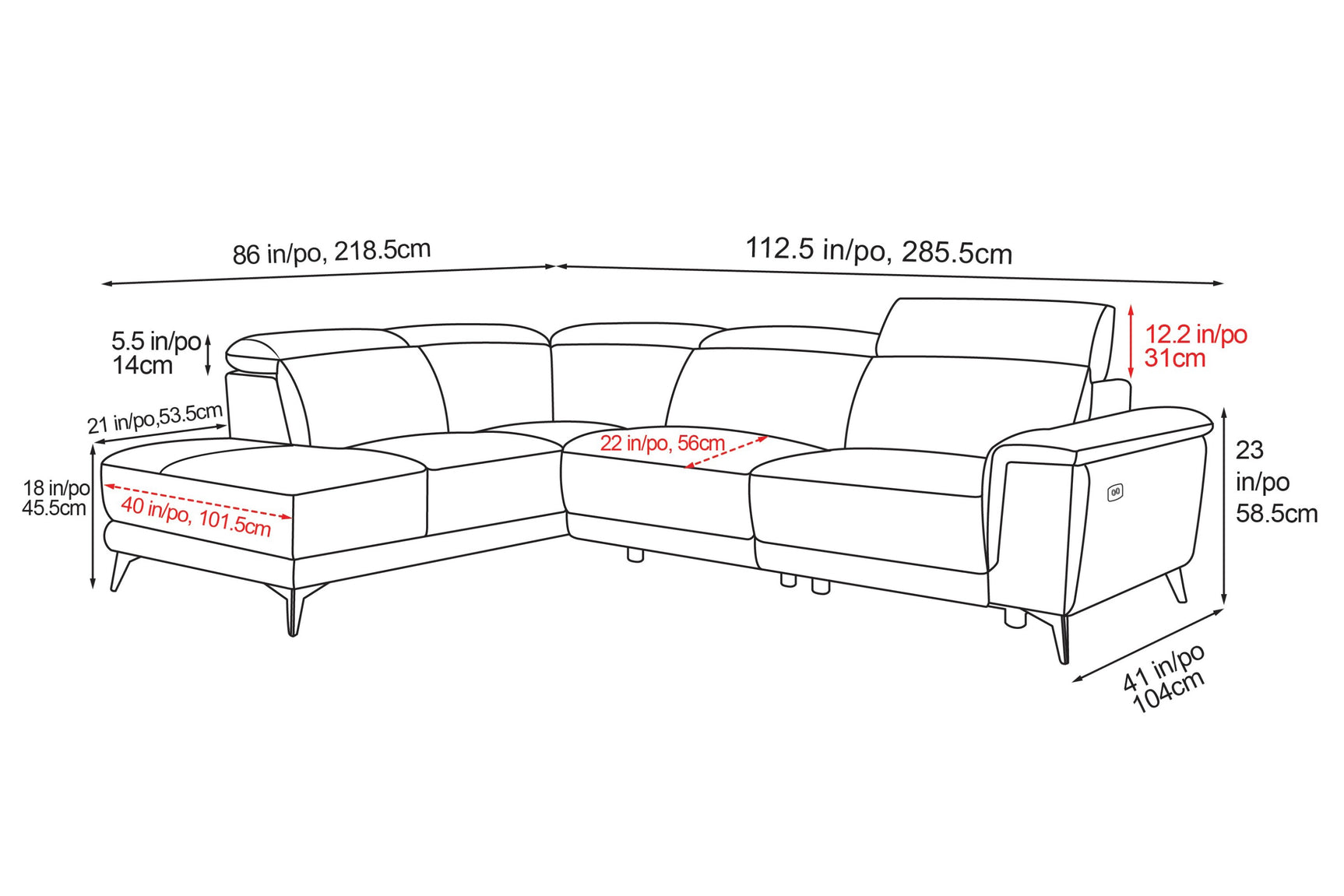 Pista Leather Reclining Sectional Sofa
