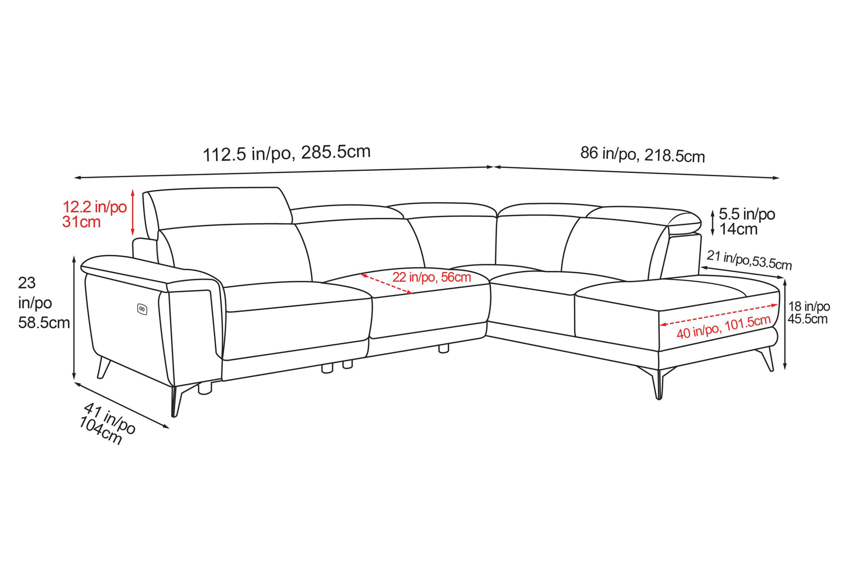 Pista Leather Reclining Sectional Sofa