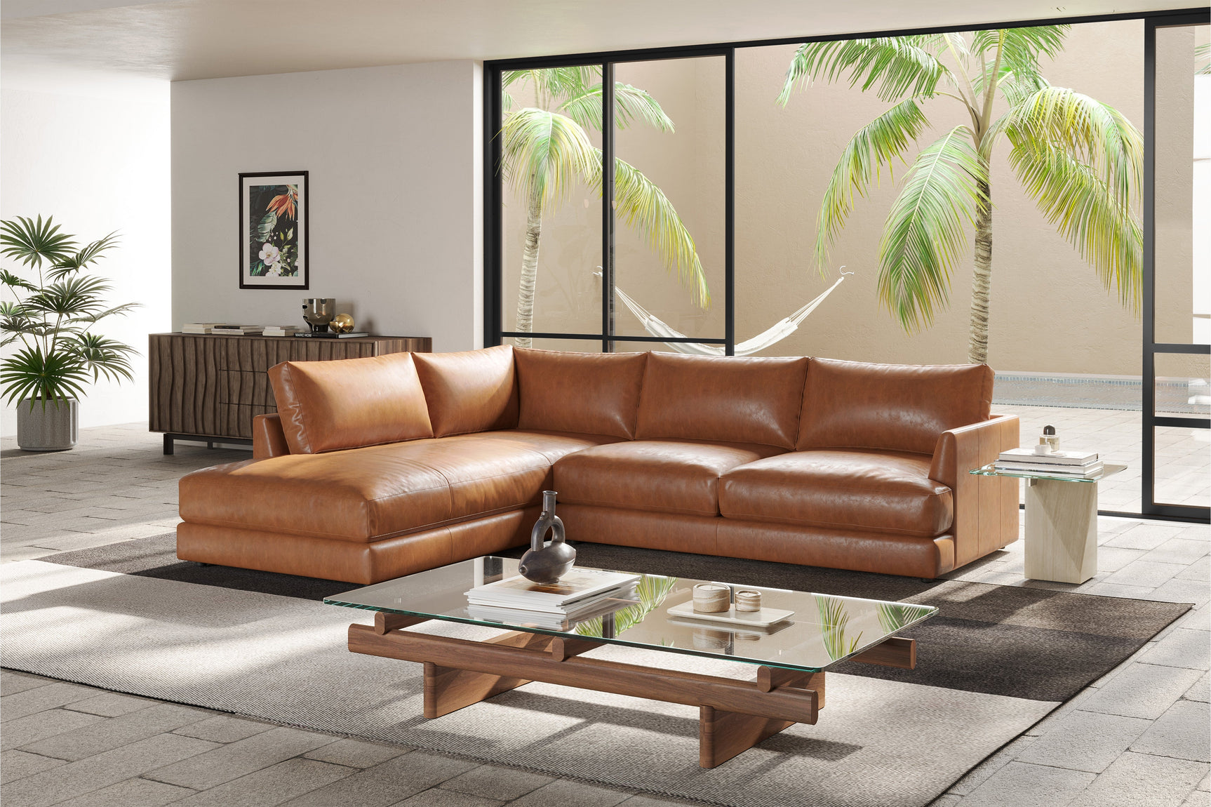 Serena Leather Sectional Sofa