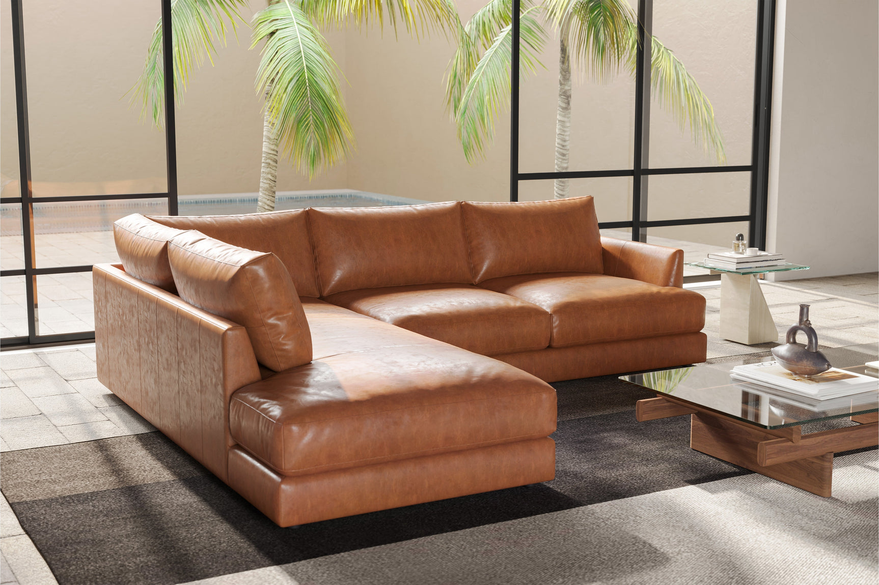 Serena Leather Sectional Sofa
